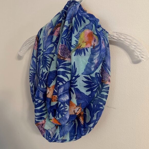 Tropical Birds Infinity Scarf | Colorful | Lightweight | Vacation | Artsy - Picture 2 of 5